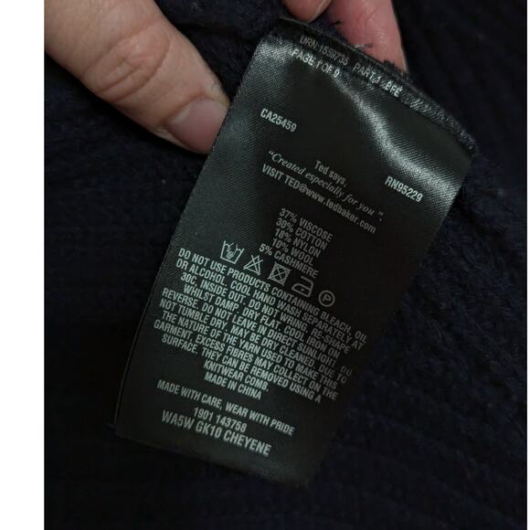 Ted Baker Cashmere Wool Open Knit Cardigan Sweater Womens XSmall Chunky Black - Picture 6 of 6